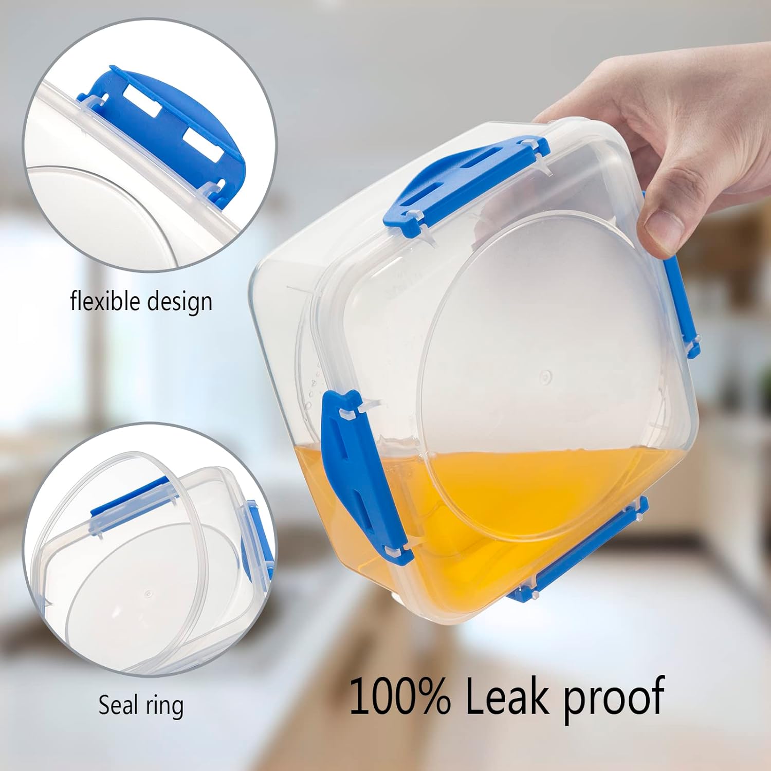 Skiennix 4 PCS Sandwich Containers - 100% Airtight, BPA-Free & Microwave Safe | Upgraded Snaps, 2 Heightened & 2 Standard