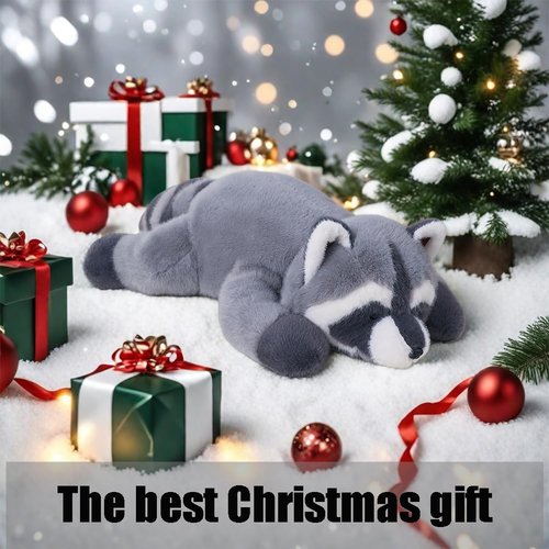 Labauxite Raccoon Plush, Raccoon Stuffed Animals, Cute Plush Toys Realistic Raccoons Body Pillow Hug Sleeping Fluffy Animal Toys for Kids, Bed Decor Plushie Doll Birthday Gift (25.5in)