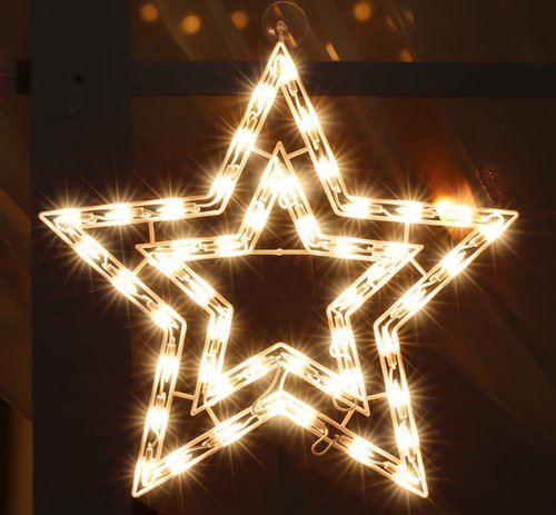 LAMPHOME 14'' 50 Lighted Star Christmas Window Silhouette Decoration Lights for Christmas,Party,Home,Patio Lawn,Garden