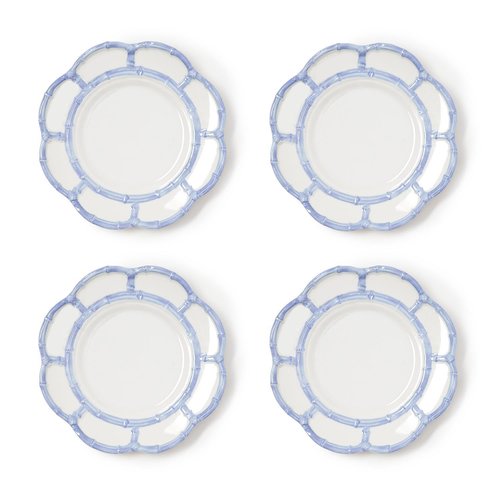 Two's Company French Blue Bamboo Touch Salad Plates, 8.75-Inch, Set of 4