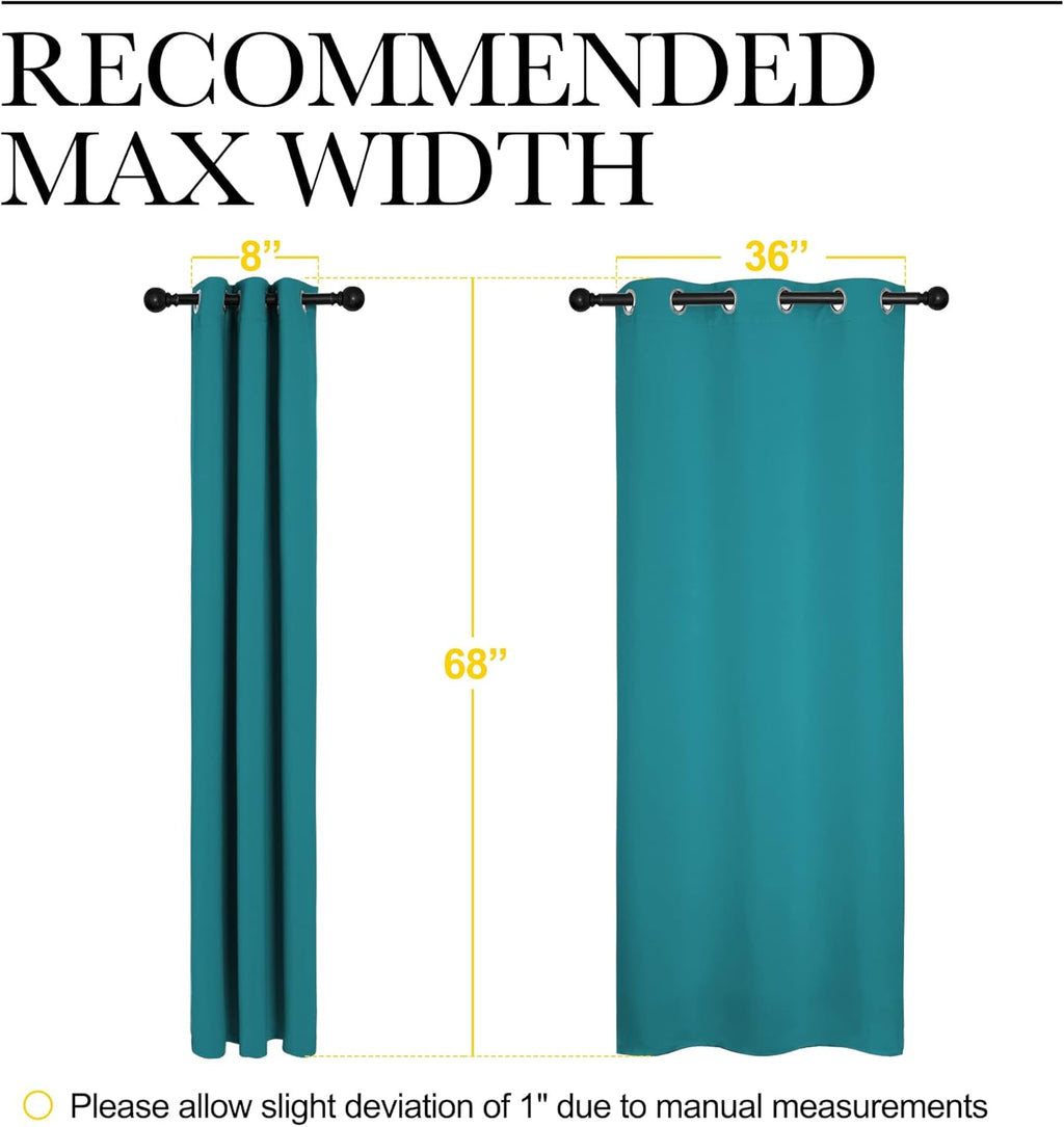 NICETOWN Blackout Curtains - Room Darkening Thermal Insulated Grommet Panels | Peacock Teal, 68 Inch Length, 2 Pieces