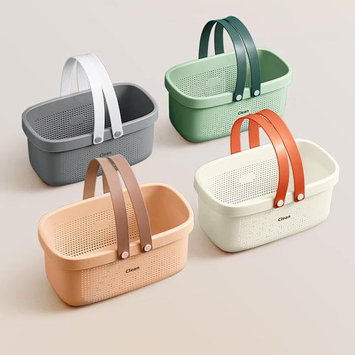 JiatuA Plastic Storage Basket - Portable Shower Caddy Tote Organizer for Bathroom & Kitchen | Green