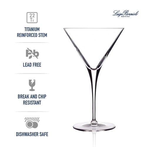 Luigi Bormioli Crescendo 10 Oz Martini Glasses, Set of 4, Crystal Cocktail Glasses, Dishwasher Safe Martini Glass, Made in Italy