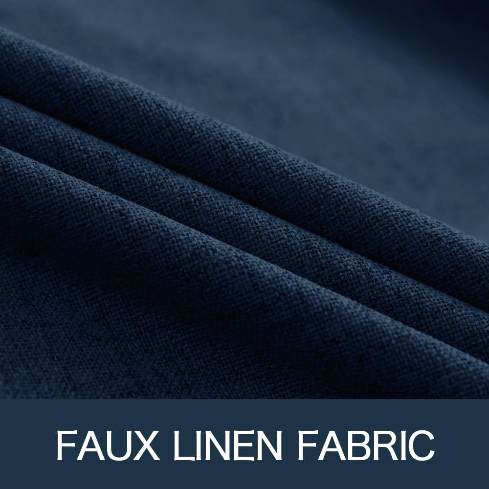 MIULEE 100% Blackout Curtains - Linen Textured Thermal Insulated Drapes | Midnight Blue, 52 x 84 Inch (2 Panels)