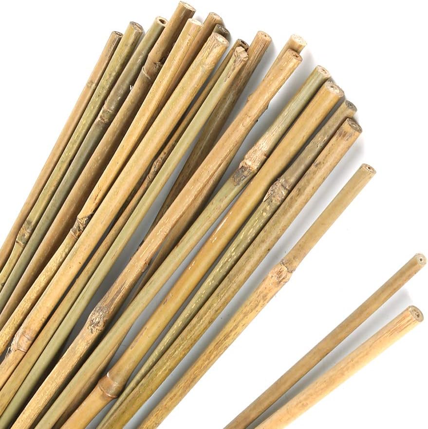 Pllieay Bamboo Garden Stakes - 20PC Natural Plant Support for Indoor/Outdoor Potted Plants | 1.33'/16 Inch