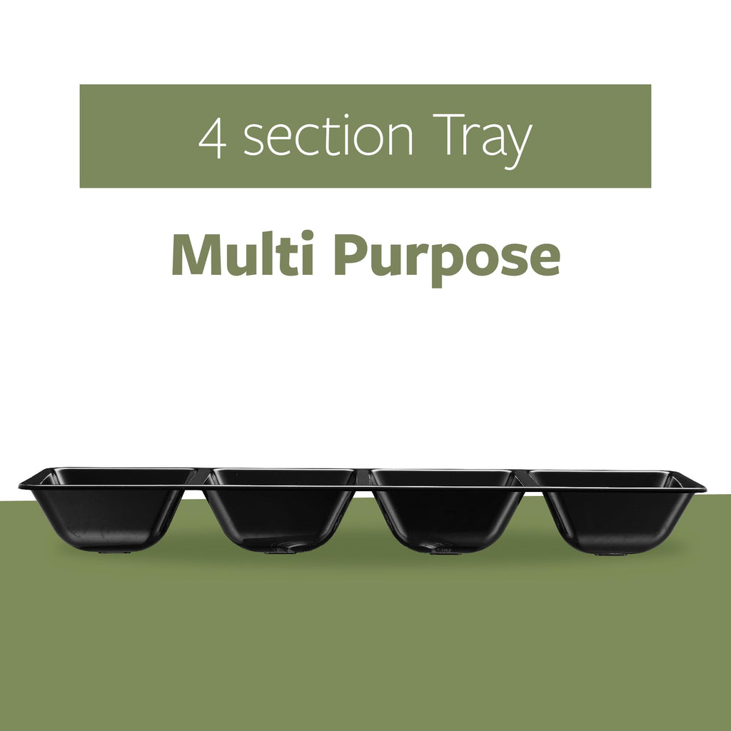 Plasticpro 4 Sectional Rectangle Plastic Serving Tray/Platter (2, Black)
