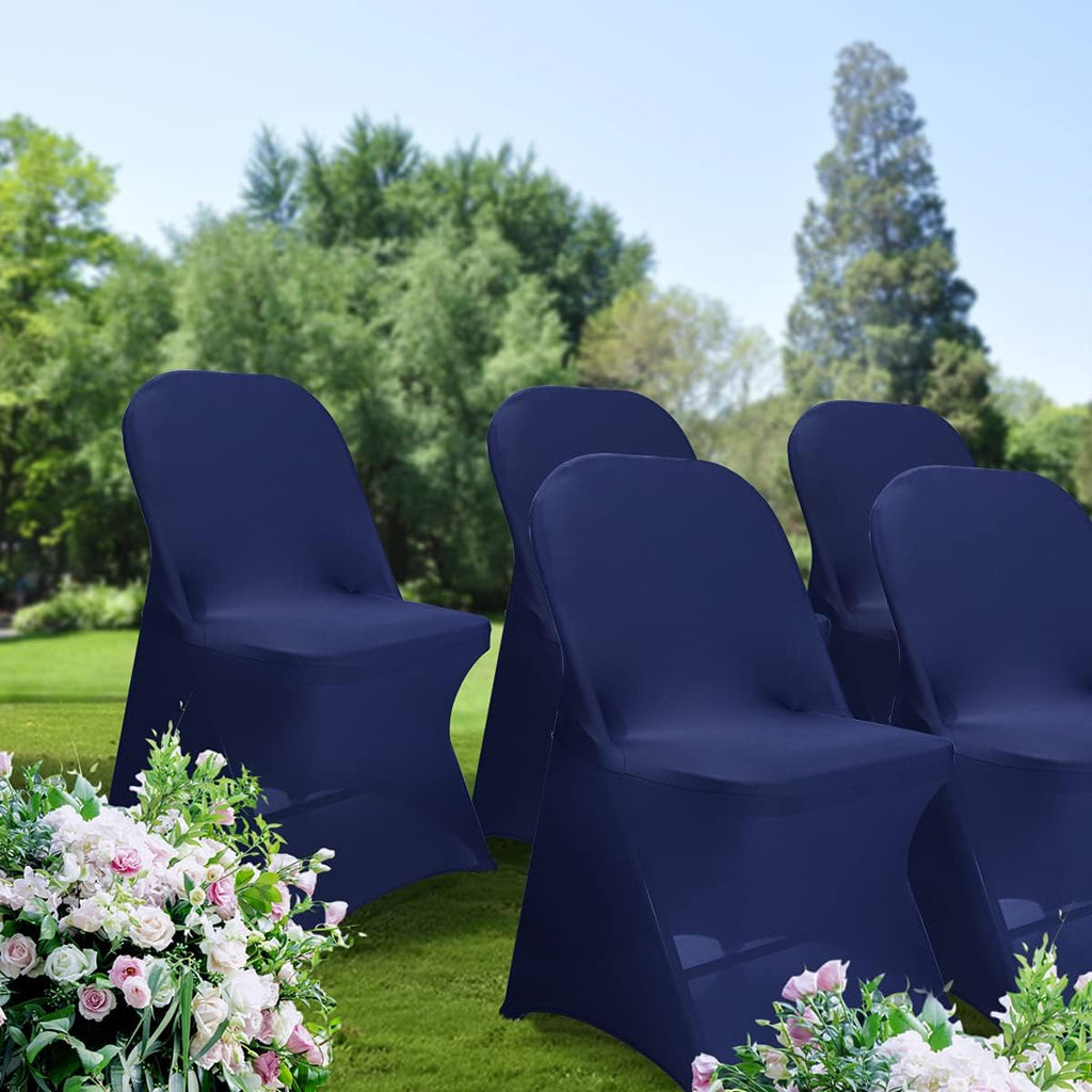 Babenest Spandex Folding Chair Covers - Upgraded Universal Stretch Washable Protector | Navy Blue (30)