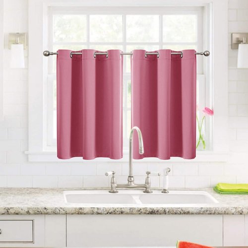ChrisDowa Small Window Curtains - Grommet Thermal Insulated Room Darkening Panels (Pink, 52 x 36 Inch)