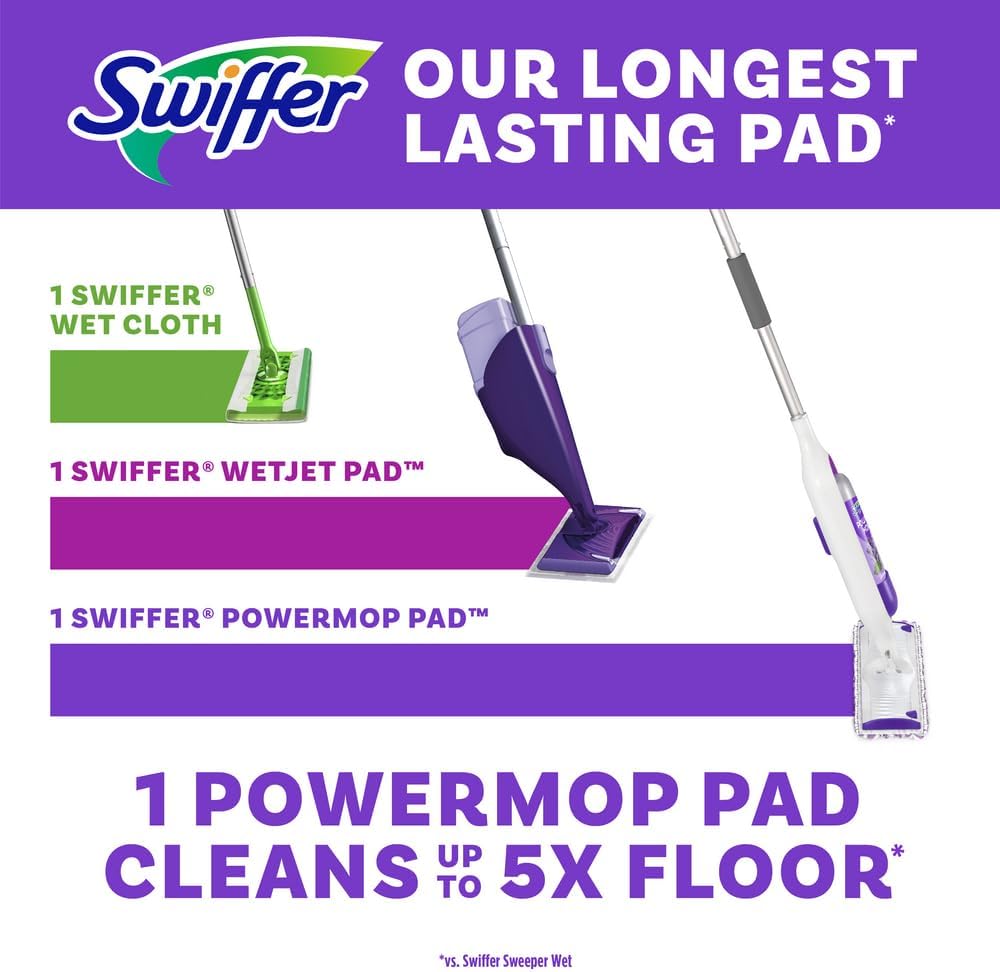 Swiffer PowerMop Mopping Pad Refills - Multi-Surface Floor Cleaning, 10 Count