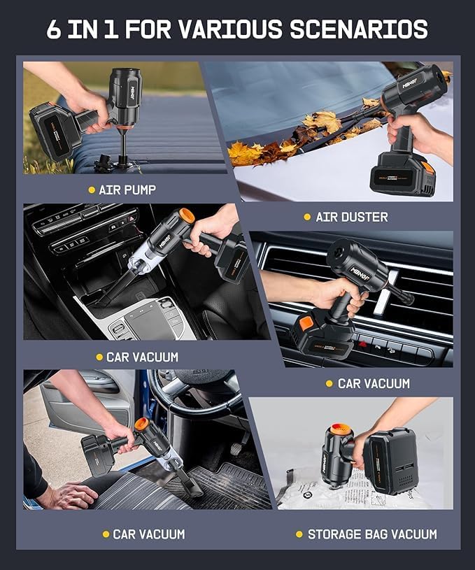 MBNGF Portable Cordless Car Vacuum - 35000PA High Power Suction & Blower | Wireless Handheld Cleaner in Starburst Black