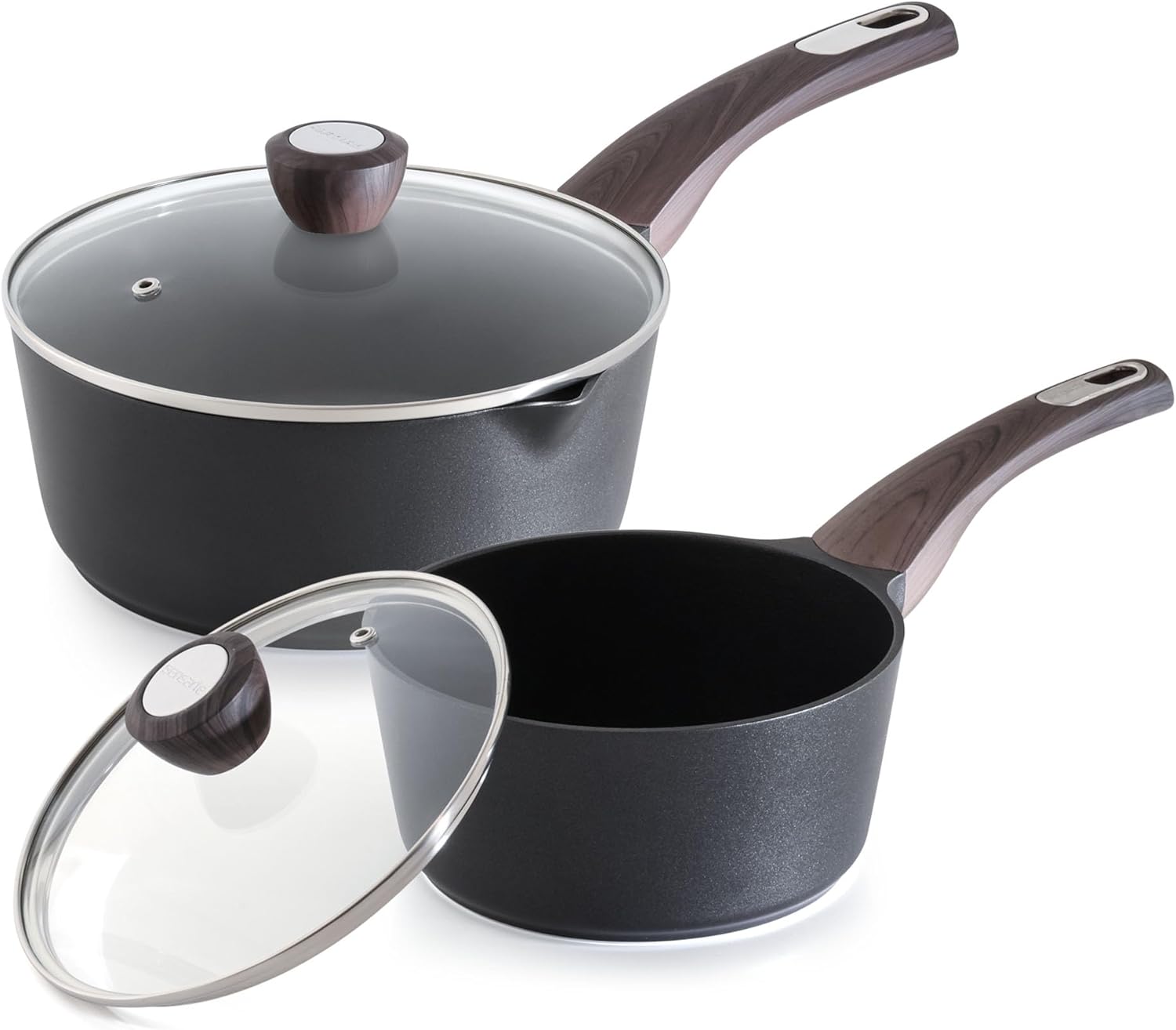 SENSARTE Nonstick Saucepan Set - 2.0 & 3.0 Quart Cooking Pots with Lid & Pour Spout | PFOA Free, Easy to Clean