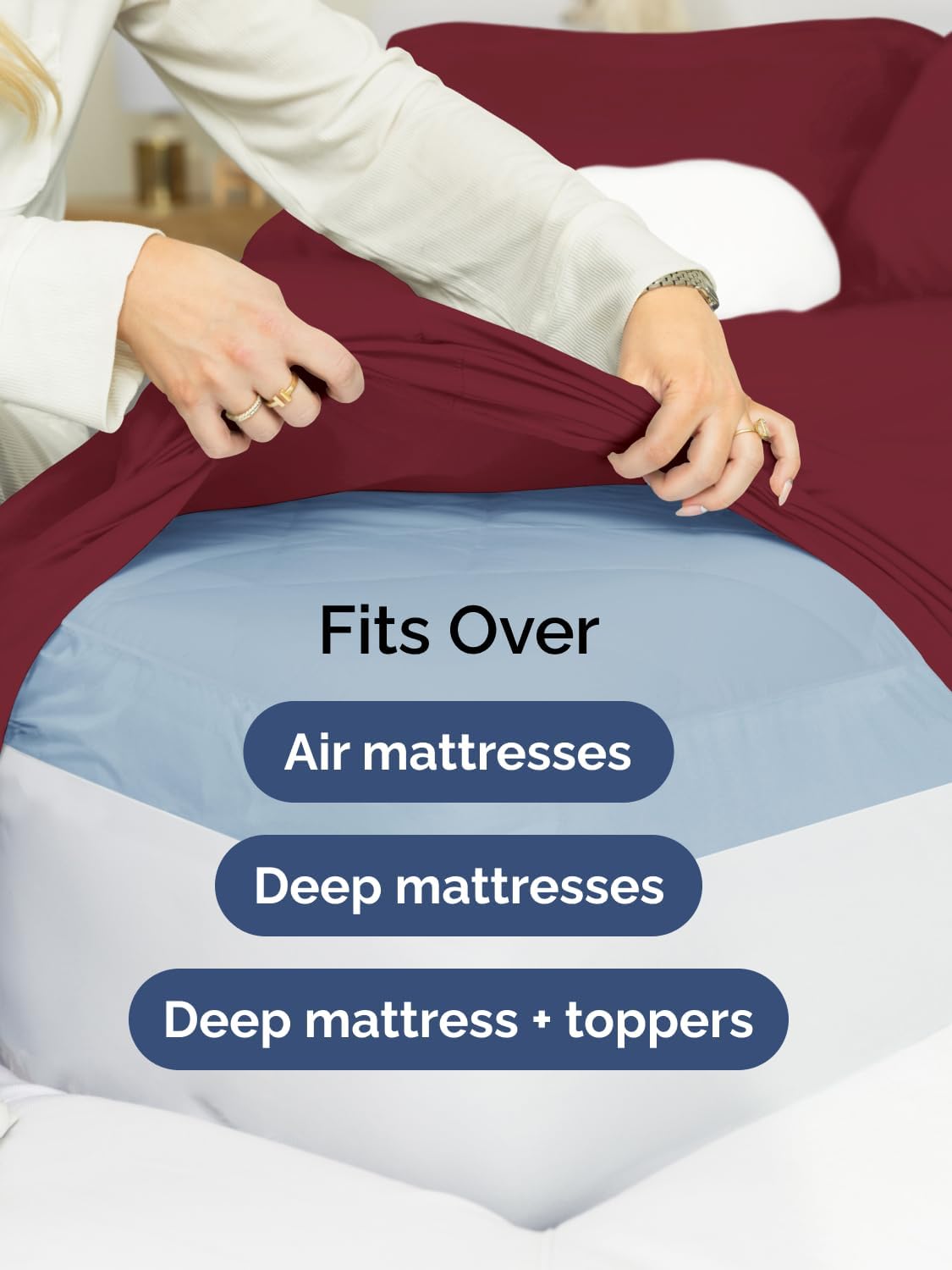 Skiennix Extra Deep Twin Sheet Set - 4 Piece Breathable Cooling Bedding - Soft Wrinkle-Free Burgundy