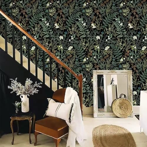 Dark Green Fern Self-Adhesive Shelf Liner - 17.3" x 118"
