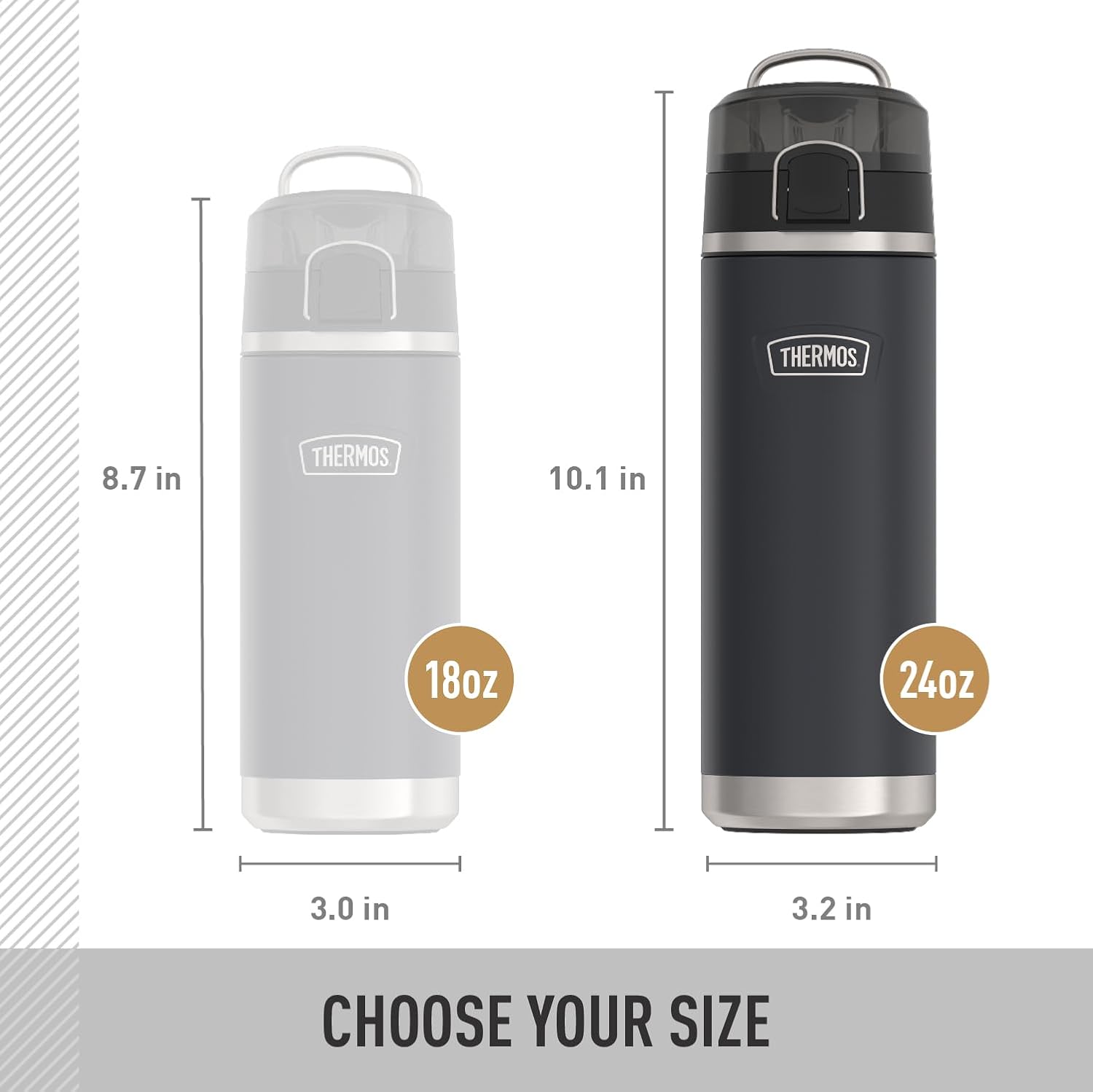 THERMOS ICON SERIES Stainless Steel Water Bottle - 24 Ounce, Glacier | Vacuum Insulated with Spout Lid