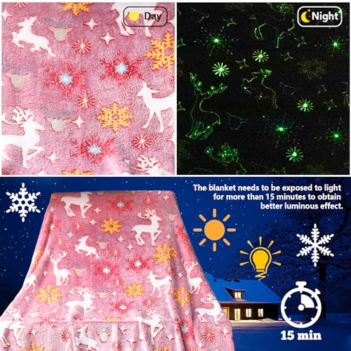 SYMI SMMR Glow in the Dark Christmas Throw Blanket - Red Plush Fleece