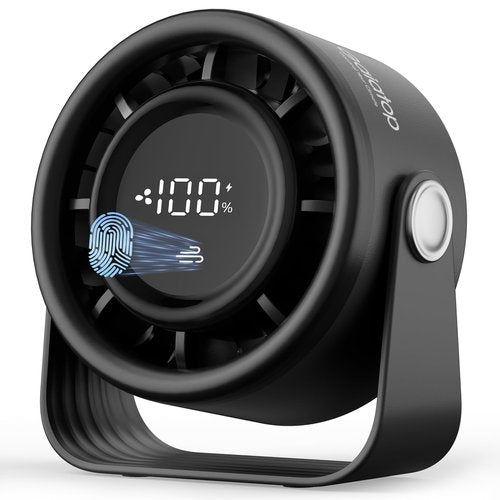 Gaiatop Small Desk Fan Rechargeable, Quiet Personal Table Fan, Touch Control Display, 360° Tilt, 5-Speed Strong Wind, 4000mAh Battery, Small Fans for Bedroom Dorm Office, Gifts for Women Men, Black