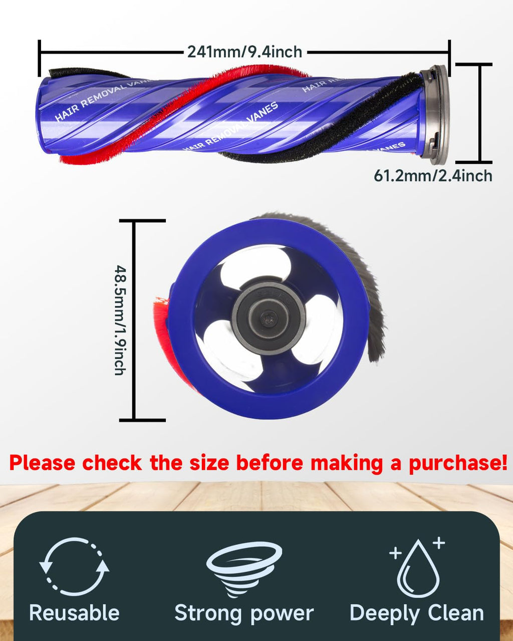 Upgraded Version Anti-Tangle For Dyson Roller Brush Replacement For V10 SV12 SV27 - For Dyson Brush Replacement, Prevent hair tangles, Part Number 968266-02
