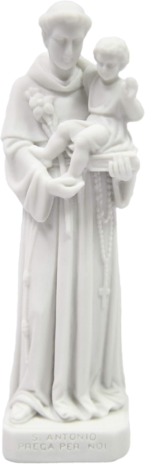 Vittoria Collection | 6" Saint Anthony De Padua White Statue Sculpture - Authentic Italian Craftsmanship