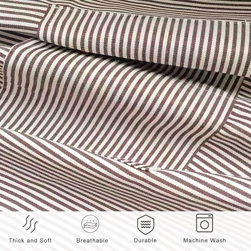 DILLMAN Adjustable Kitchen Bib Apron - Narrow Brown Striped Chef Apron