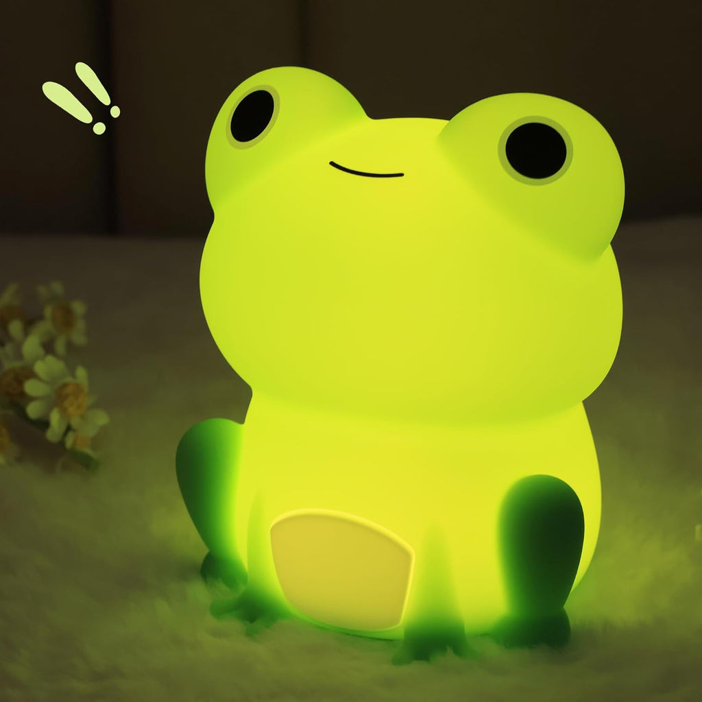 OkiyiD Frog Night Light - Rechargeable Dimmable Bedside Lamp with Touch Control | Portable Kids Gift