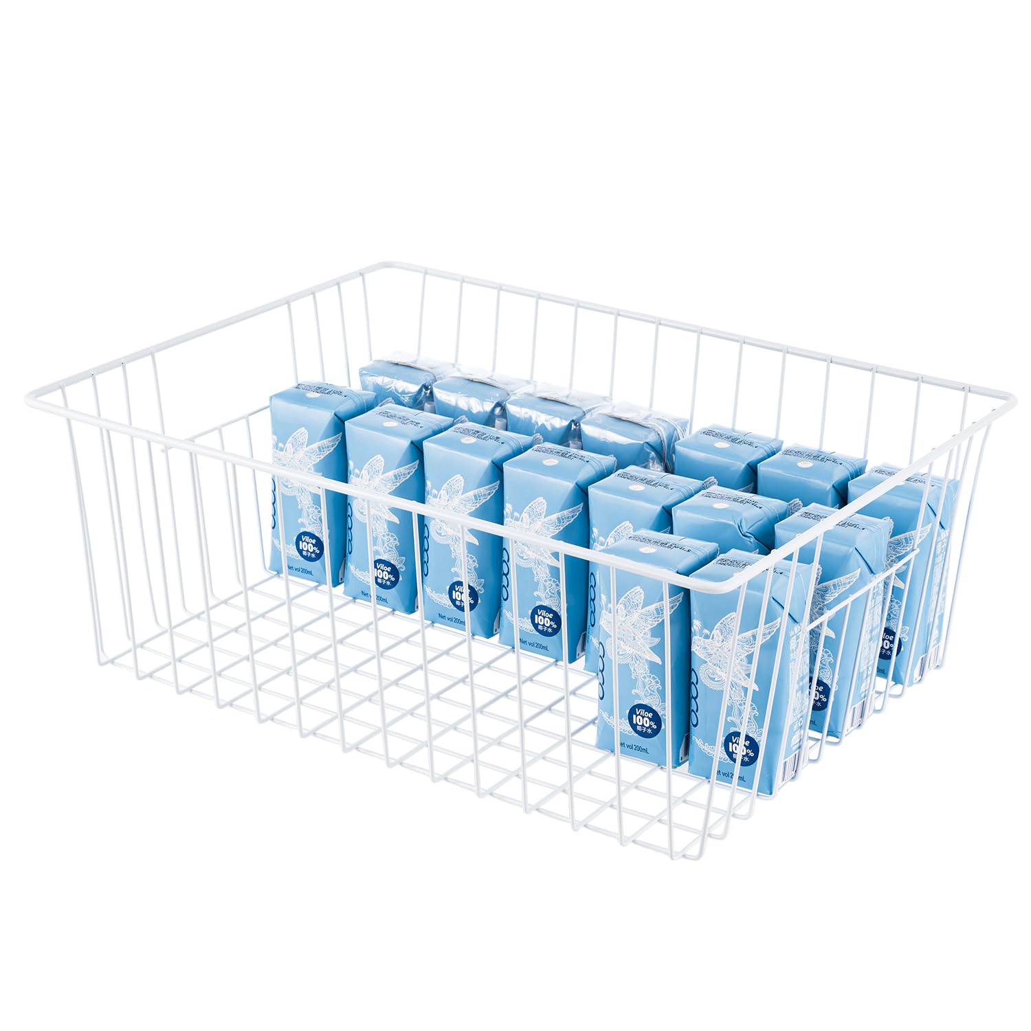 Y.Z.Bros 16" L x 12" W Wider Freezer Storage Organizer Baskets Container, Deep Metal Wire Chest Upright Refrigerator Divider with Built-in Handles for Cabinet, Pantry, Closet, Kitchen
