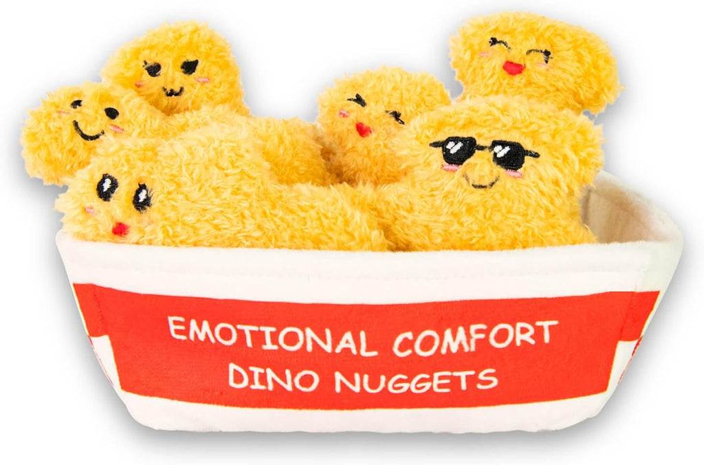 Skiennix Positive Emotional Support Dino Nuggets Plush Toy - 6 Cute Stuffed Nuggets in Soft To-Go Box | Inspirational Gift for Teens & Friends