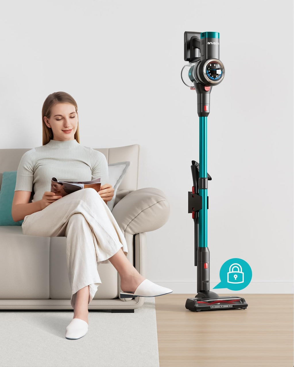 Skiennix Cordless Vacuum Cleaner - 650W Lightweight Stick with OLED Display & Anti-Tangle Brush | Up to 70 Minutes Runtime for Home, Carpets & Pet Hair