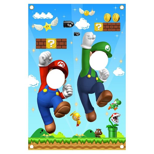 Mario Photo Door Banner Mario Face Photography Banner Background Mario Birthday Party Supplies