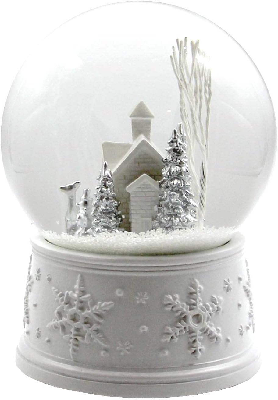 San Francisco Music Box Company - 100MM White Christmas Snow Globe - Festive Holiday Decor