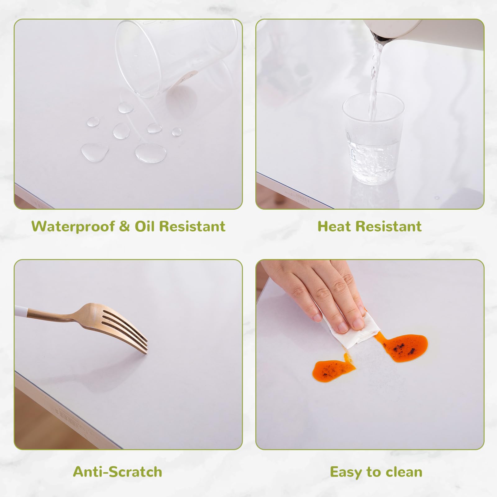 Eisdroma 60 Inch Round Clear Table Cover Protector, Clear Round Protector for Dining Room Table, 1.5mm Thick Waterproof Round Plastic Vinyl Table Pad
