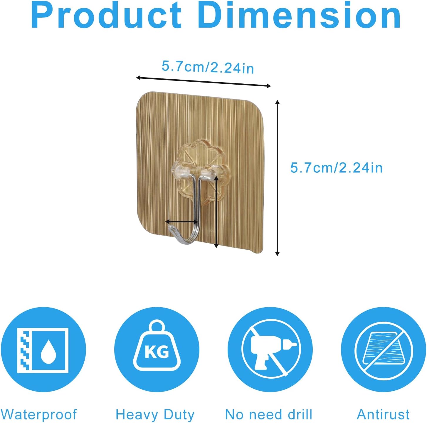 Skiennix Heavy Duty Adhesive Hooks - 12 Pack Waterproof Wall-Mounted Towel & Coat Hooks | Max Load 15 lb