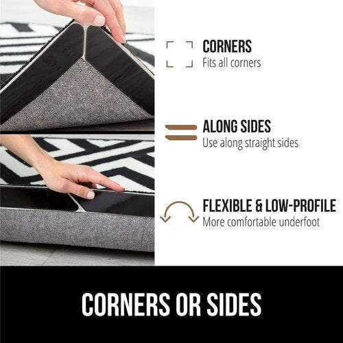 Gorilla Grip Rug Gripper Pads - Office Chair Mat for Carpet Floors | 8-Pack Black, 32.5"x48" Clear