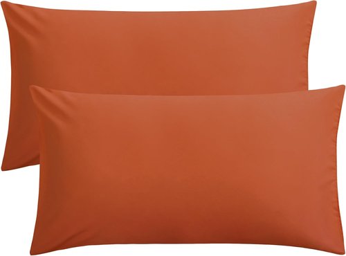 FLXXIE King Pillow Cases - Soft Microfiber Covers, Wrinkle & Stain Resistant, 20x36, Burnt Orange - Set of 2