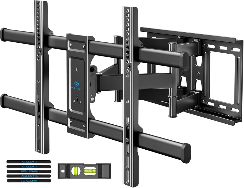 Perlesmith Full Motion TV Wall Mount - Fits 37-82 Inch TVs Up to 132 lbs | Dual Articulating Arms, Tilt & Extension