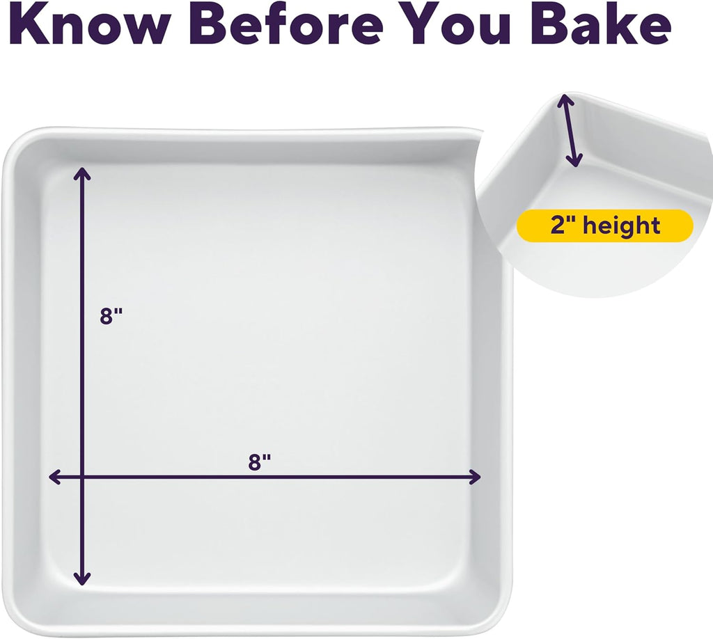 Wilton Square Cake Pan - 8 x 8 Inch Aluminum Bakeware for Even Heating | PFAS-Free Design