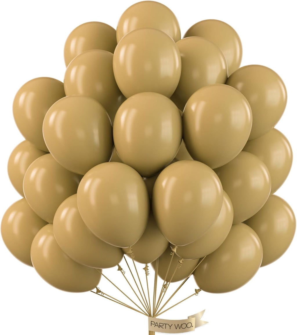 PartyWoo Tan Balloons - 50pcs 12 Inch Light Brown Latex Helium Balloons for Weddings & Baby Showers