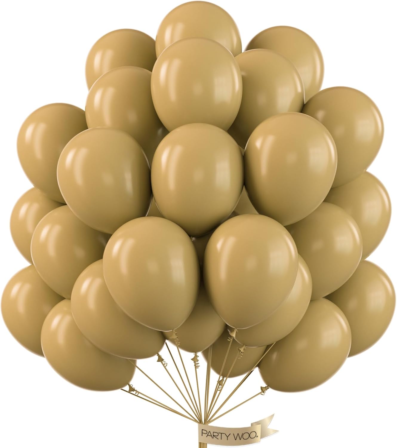 PartyWoo Tan Balloons - 50pcs 12 Inch Light Brown Latex Helium Balloons for Weddings & Baby Showers