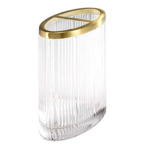 Nicole Miller - Toothbrush Holder, Glass Countertop Accessories, Dorm Room Essentials (Louise Collection, Clear)