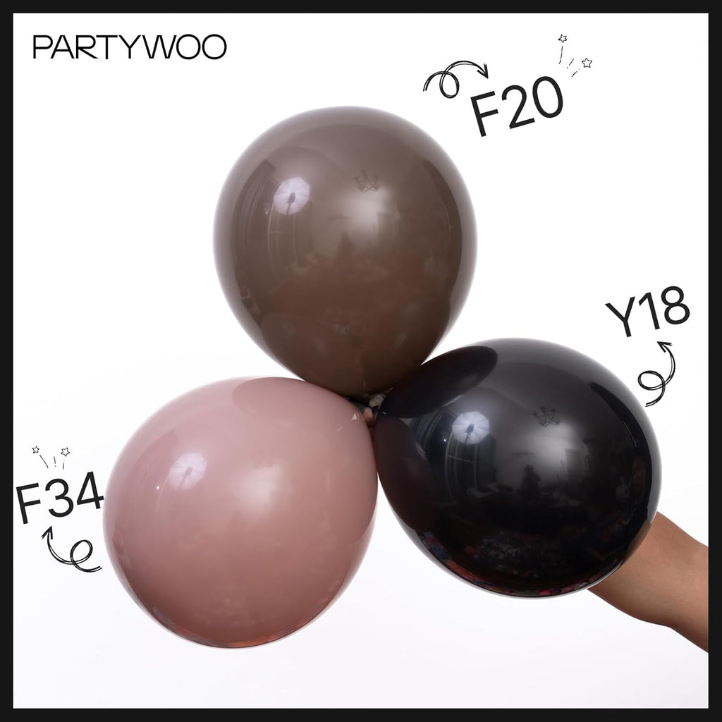 PartyWoo Black Balloons - 100 Pcs Assorted Sizes for Baby Showers, Birthdays & Anniversaries | Black Arch Kit