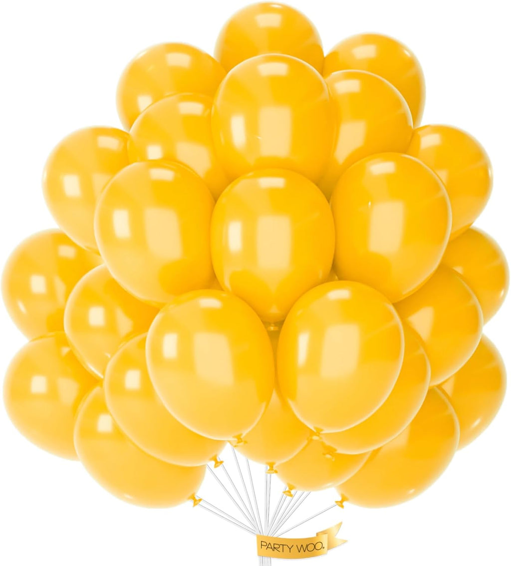 PartyWoo Mustard Yellow Balloons - 100pcs 12 Inch Fall Balloons for Birthday & Baby Showers