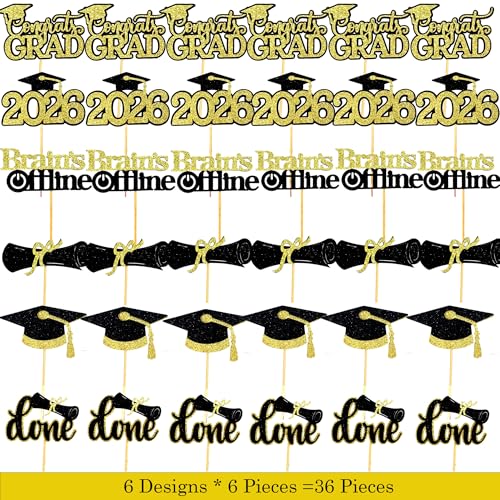 Graduation Cupcake Toppers 2026 - 36 Glitter Designs for Parties