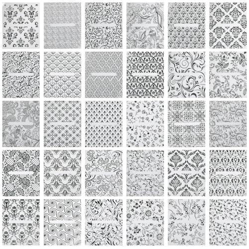 Silver Lace Floral Nail Stickers Set - 30 Self-Adhesive Flower Decals