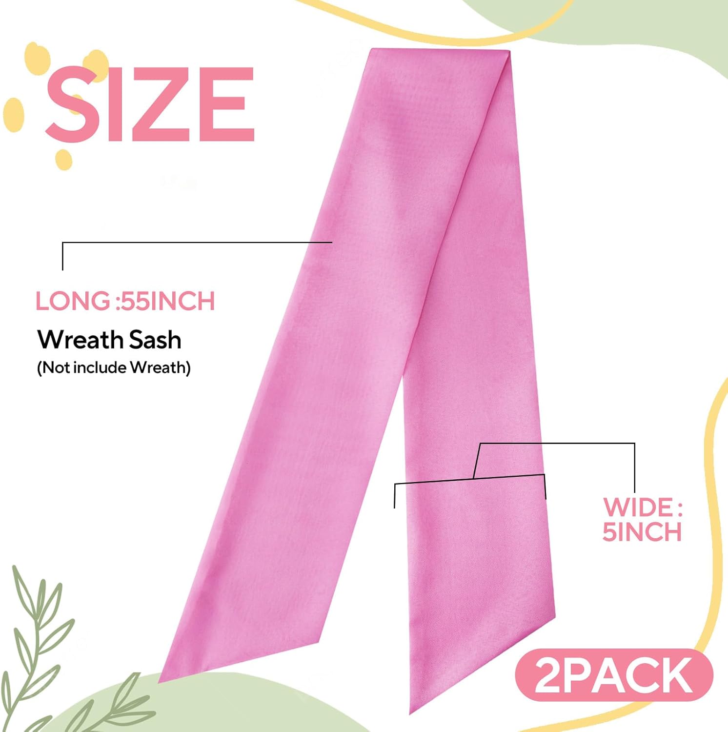 Skiennix Pink Wreath Sash - Elegant Linen Ribbon Bow for Front Door & Porch Decor | 2 Pcs Set