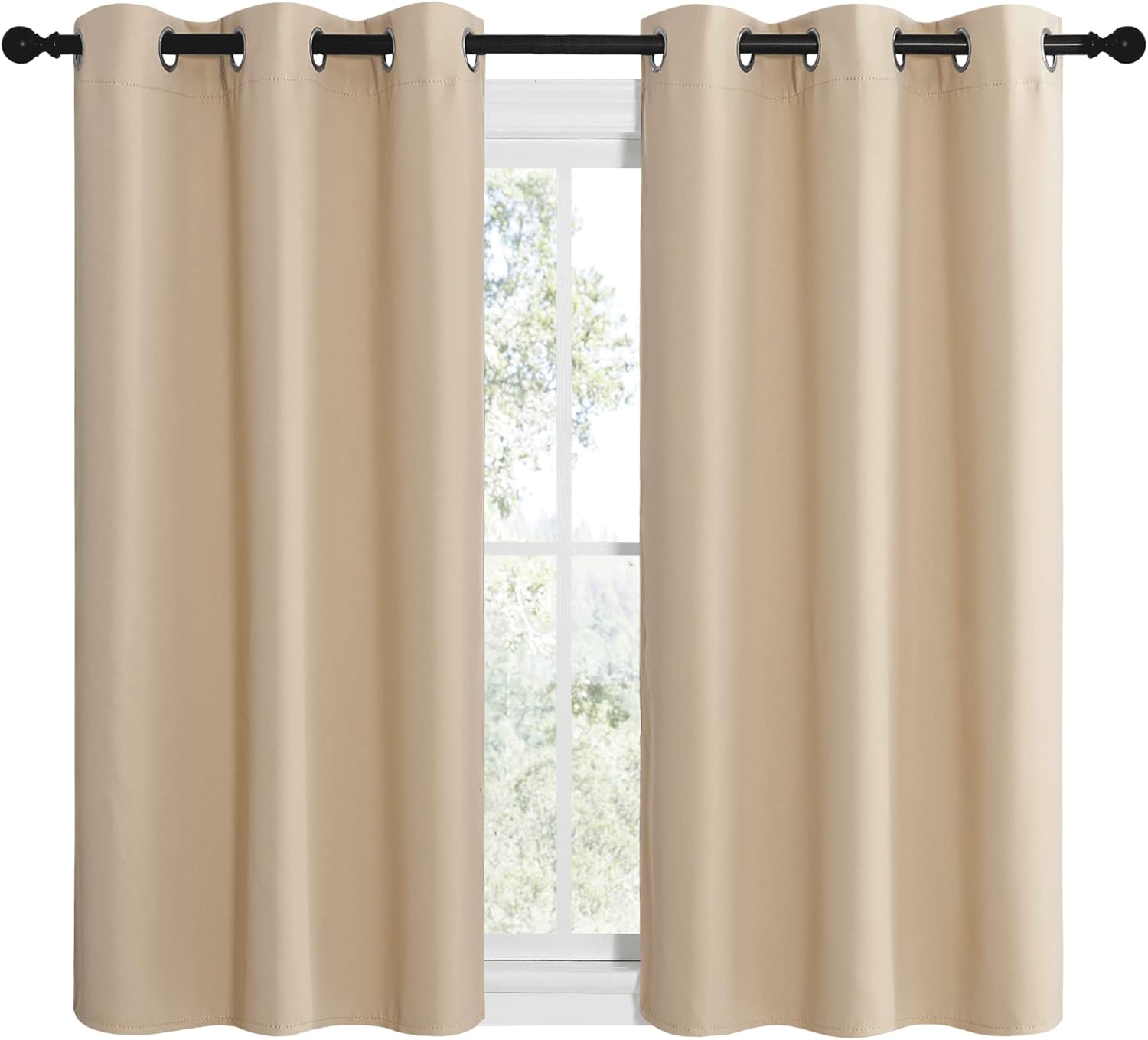 NICETOWN Room Darkening Curtains - Thermal Insulated Grommet Draperies, Biscotti Beige, 2 Panels (W42 x L48)