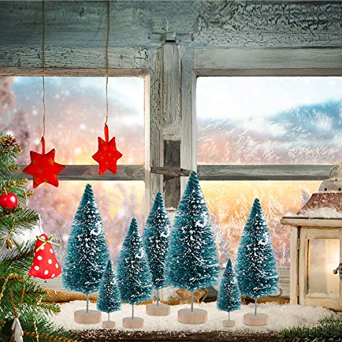 45 Pcs Mini Christmas Bottle Brush Trees Set - Artificial Snowy Pine Varieties