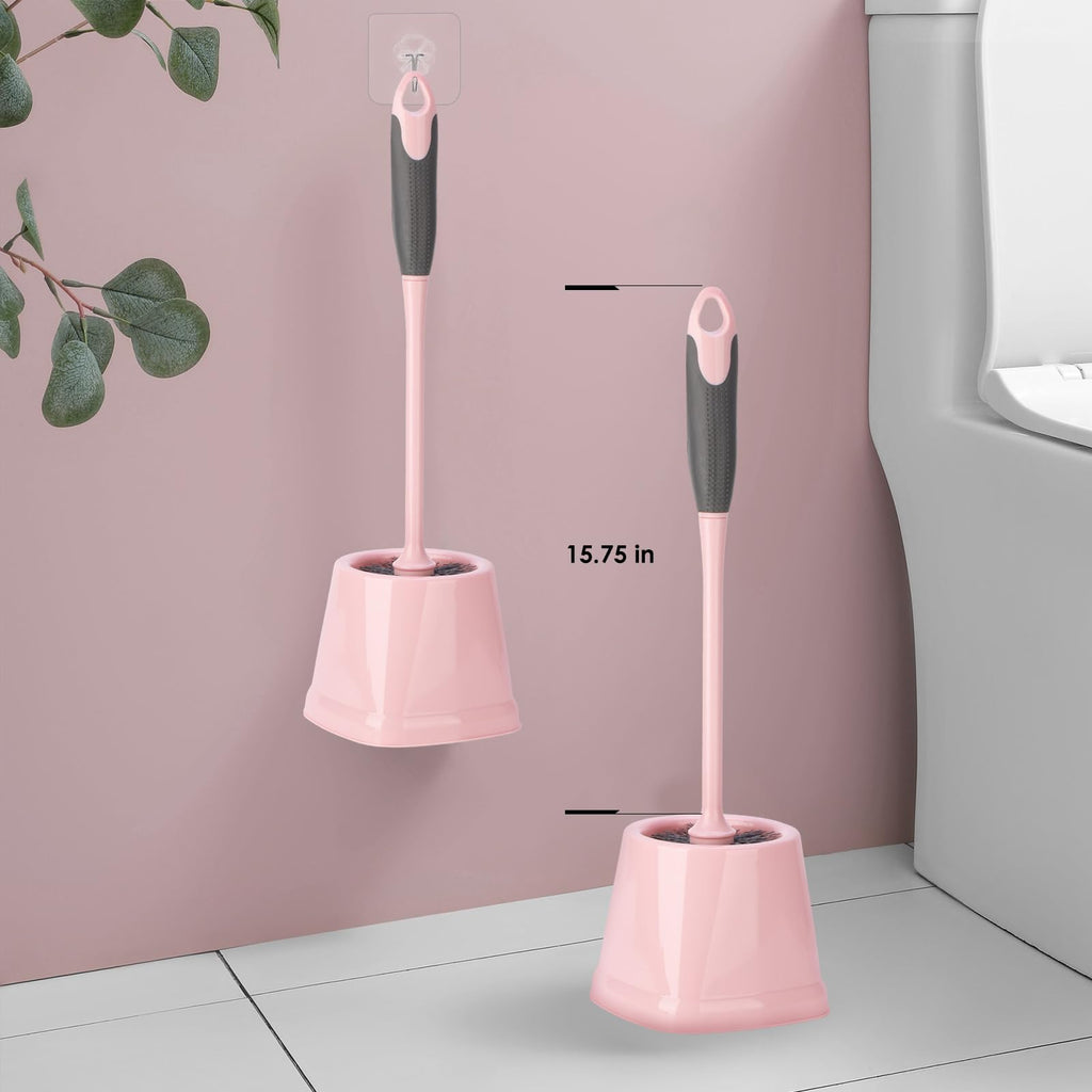 CALBEAU Toilet Brush, 2 Pack Toilet Scrubber Brush and Holder Set Bathroom Accessories, 14 Pcs Bathroom Cleaning Kit, Pink Toilet Bowl Brush and Holder with 5 Brush for Bathroom Bathtub Washbasin