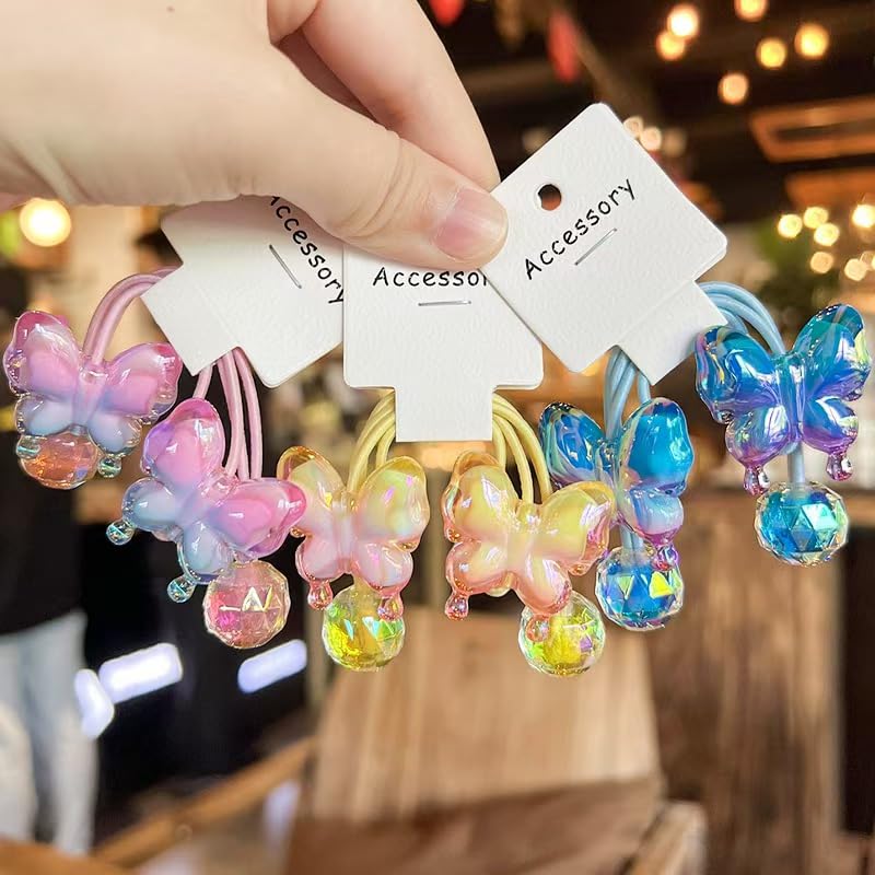 KUNHEHO Butterfly Elastic Hair Ties 10-Count Pain-Free Ponytail Holders