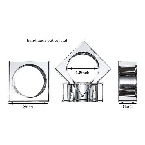 Donoucls Crystal Napkin Holder Rings Square Design Christmas Decorations for Dinner Set of 12