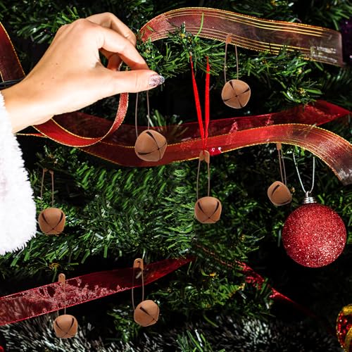 Rustic Christmas Jingle Bells with Safety Pins 0.79'' - Rusted Metal Decor Set