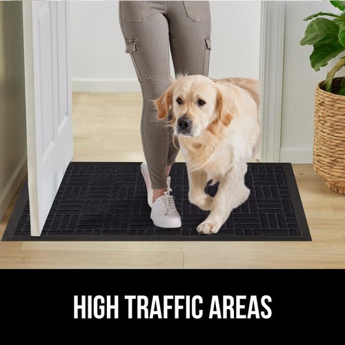 GORILLA GRIP Waterproof All-Season WeatherMAX Doormat - 60x24, Stain & Fade Resistant, Easy Clean, Midnight Maze